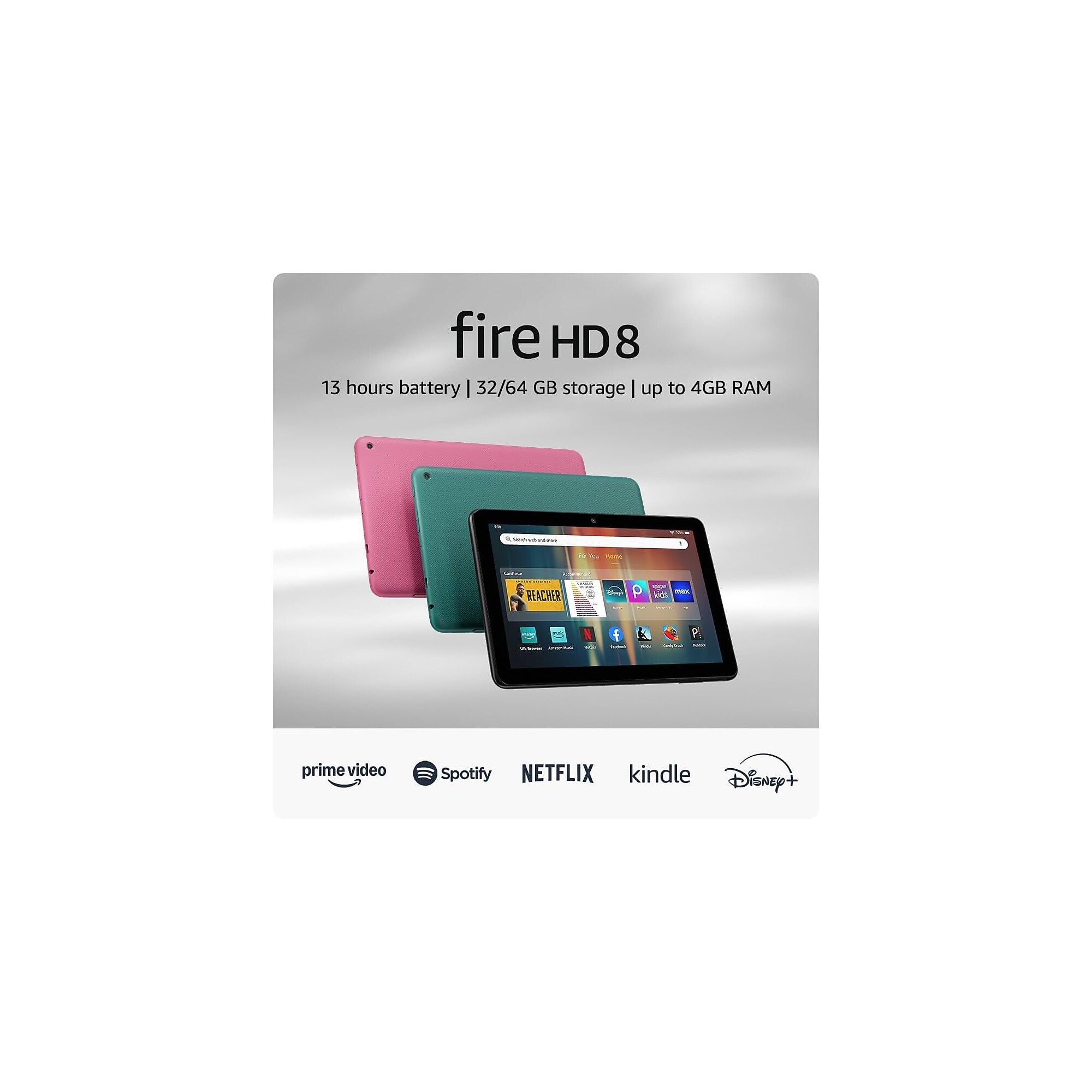 Amazon Fire HD, 12th Generation,  8″ Tablet, WiFi, 32GB, Fire OS, Black (53-035893) Sansujyuku sansujyuku.com