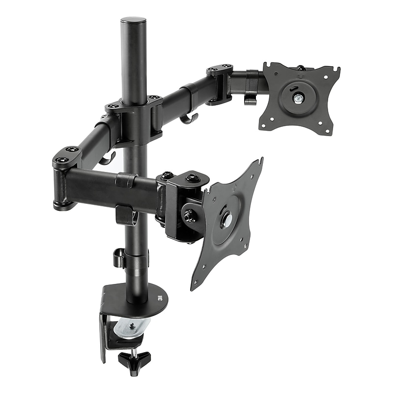 3M Dual Monitor Mount, Swivel, Tilt, Rotate, Two Monitors Up to 28.5" & 20 Lbs. Each, Clamp or Grommet, No Tools, Black (MM200B) image 1