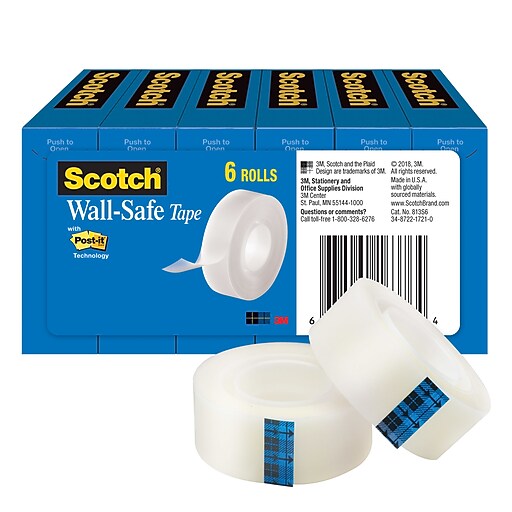 Scotch® WallSafe Tape, 3/4" x 22.22 yds., 6 Rolls/Pack (813S6) at Staples