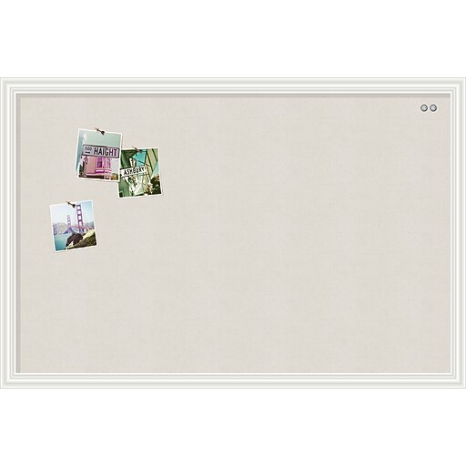 U Brands Cork Linen Bulletin Board, White Decor Frame, 40" x 30