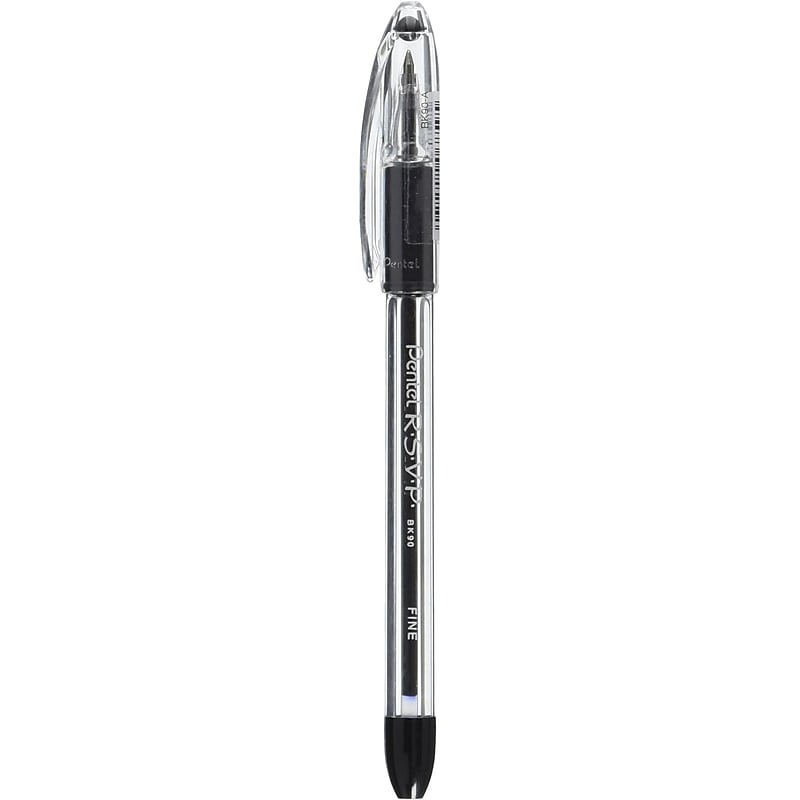 Pentel R.S.V.P. Ballpoint Stick Pens, Fine Point, Black Ink with Clear Barrel, 24/Pack (BK90ASW2) image 1