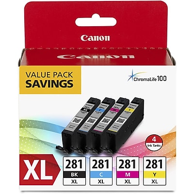 Canon 281XL Black/Cyan/Magenta/Yellow High Yield Ink Cartridge,  4/Pack (2037C005) Sansujyuku sansujyuku.com