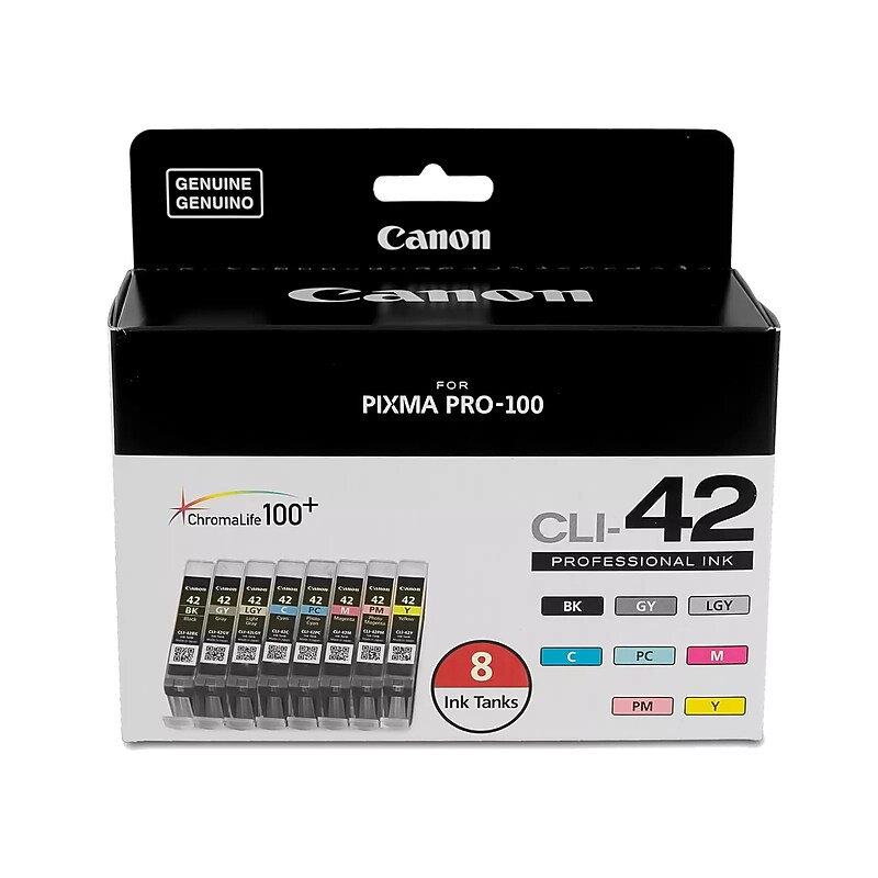 Canon 42 Color Assortment Standard Yield Ink Cartridge, 8/Pack (6384B007) image 1