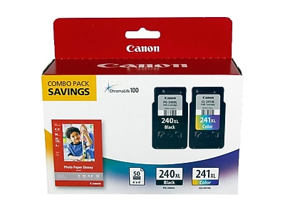 Canon 240XL/241XL Black and Tri-Color High Yield Ink Cartridge, 2/Pack with 4×6 photo paper (5206B005) Sansujyuku sansujyuku.com