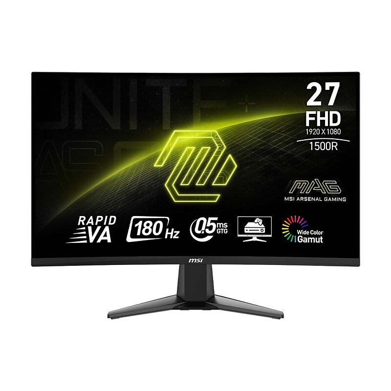 MSI Arsenal MAG 27C6F 27" Curved 180Hz LCD Gaming Monitor, Metallic Black image 1