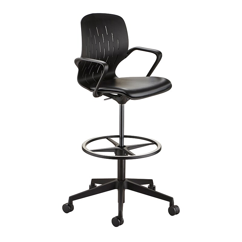 Safco® Shell™ Vinyl Upholstered Extended-Height Chair, Black (7014BL) image 1