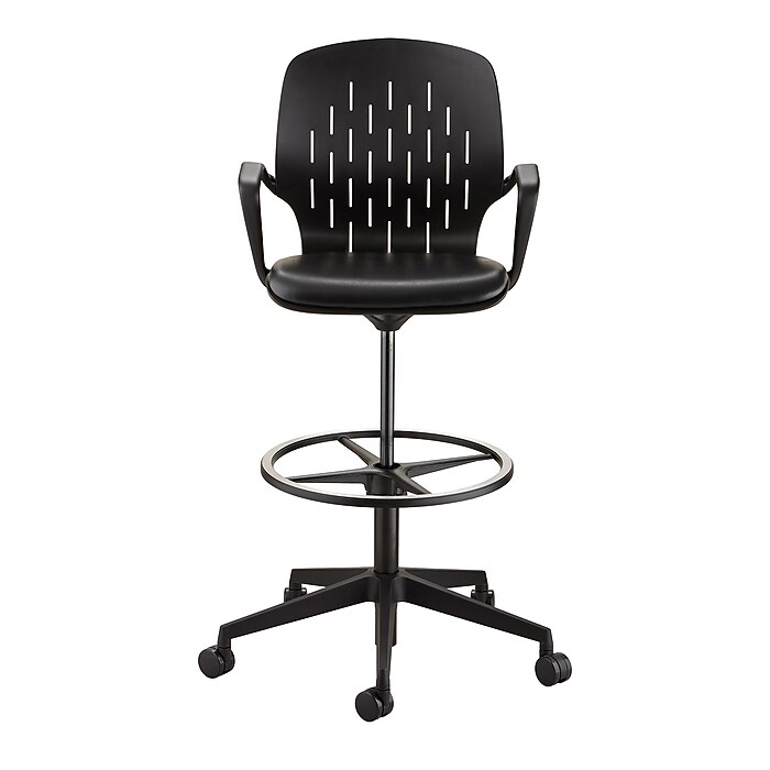Safco® Shell™ Vinyl Upholstered Extended-Height Chair, Black