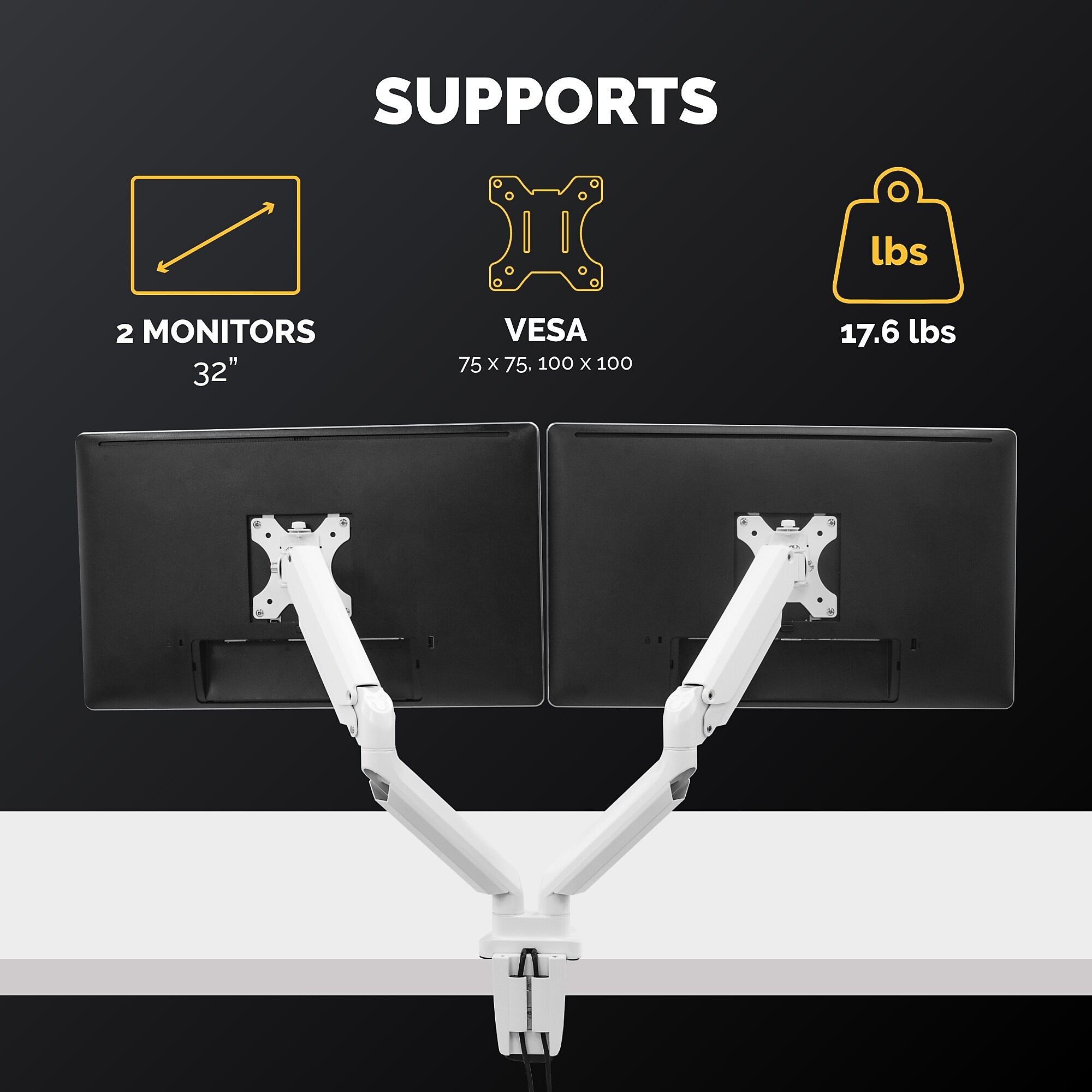 Fellowes Platinum Series Adjustable Dual Monitor Arms, Up to 40″ Monitor, White (8056301) Sansujyuku sansujyuku.com