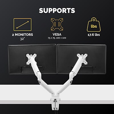 Fellowes Platinum Series Adjustable Dual Monitor Arms, Up to 40″ Monitor, White (8056301) Sansujyuku sansujyuku.com