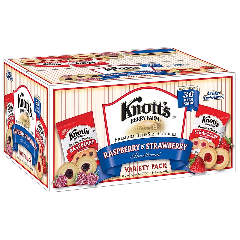 Knott's Berry Farm Rasberry and Strawberry Cookies Variety Pack, 2 oz., 36/Carton (BIS59638) image 1