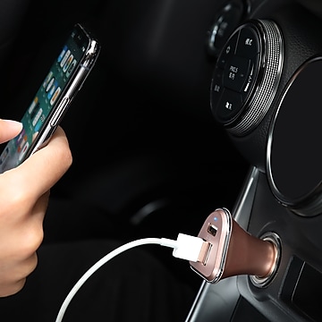 LAX 3-USB Port Car Charger 4.8A for Smartphones - Rose Gold (LAX3PORTCAR-ROS)