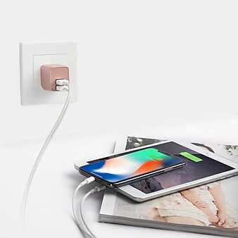 LAX Dual USB Port Wall Charger 2.4A for Smartphones - Rose Gold (LAX2PORTWALLROS)