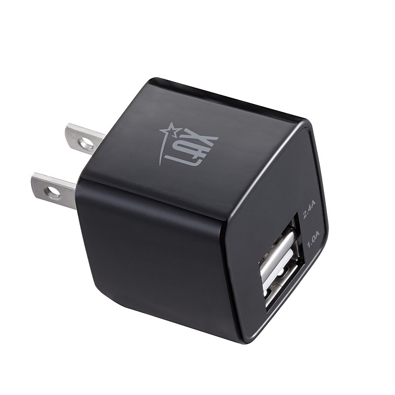 LAX Gadgets USB-A/USB-C Wall Charger, 12W, Black (WLL2PBLK) image 1