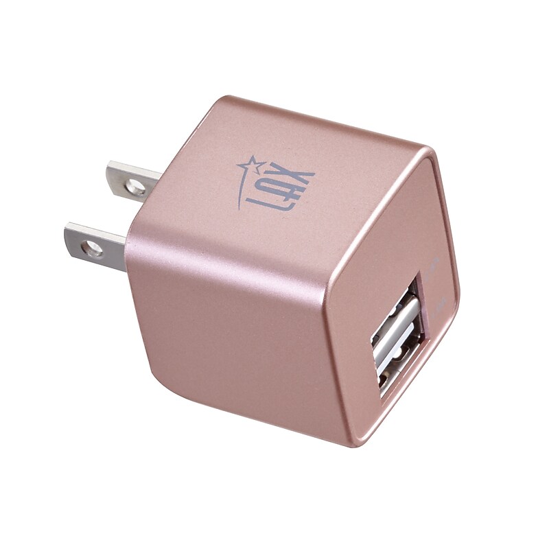 LAX Dual USB Port Wall Charger 2.4A for Smartphones - Rose Gold (LAX2PORTWALLROS) image 1