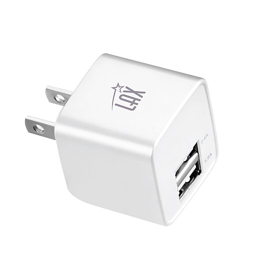 LAX Dual USB Port Wall Charger 2.4A for Smartphones, White