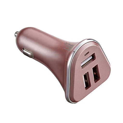 LAX 3USB Port Car Charger 4.8A for Smartphones Rose Gold