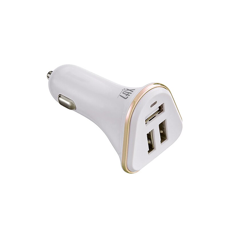 LAX 3-USB Port Car Charger 4.8A for Smartphones - White (LAX3PORTCAR-WHT) image 1