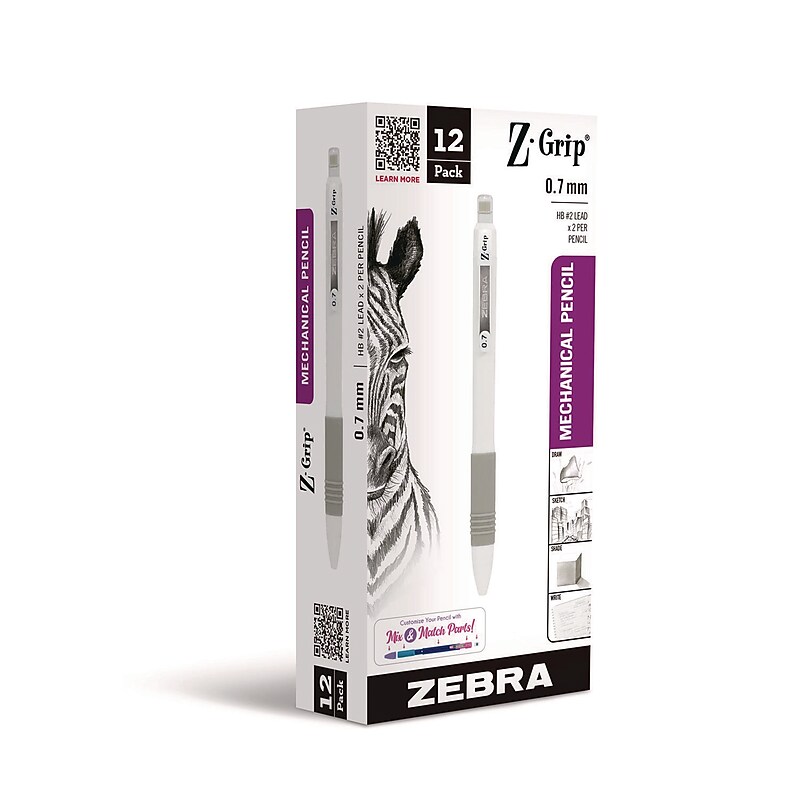 Zebra Z-Grip Mechanical Pencil, 0.7mm, #2 Medium Lead, Dozen (50400) image 1