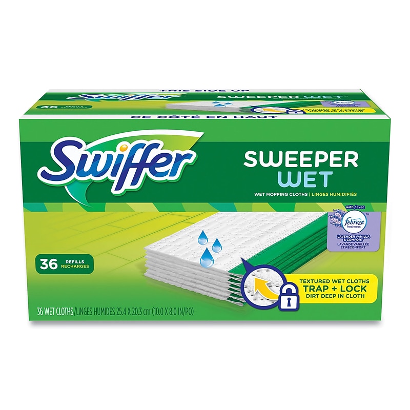 Swiffer Wet Refill Cloths, Lavender Vanilla and Comfort Scent, White, 36/Carton (80333673) image 1