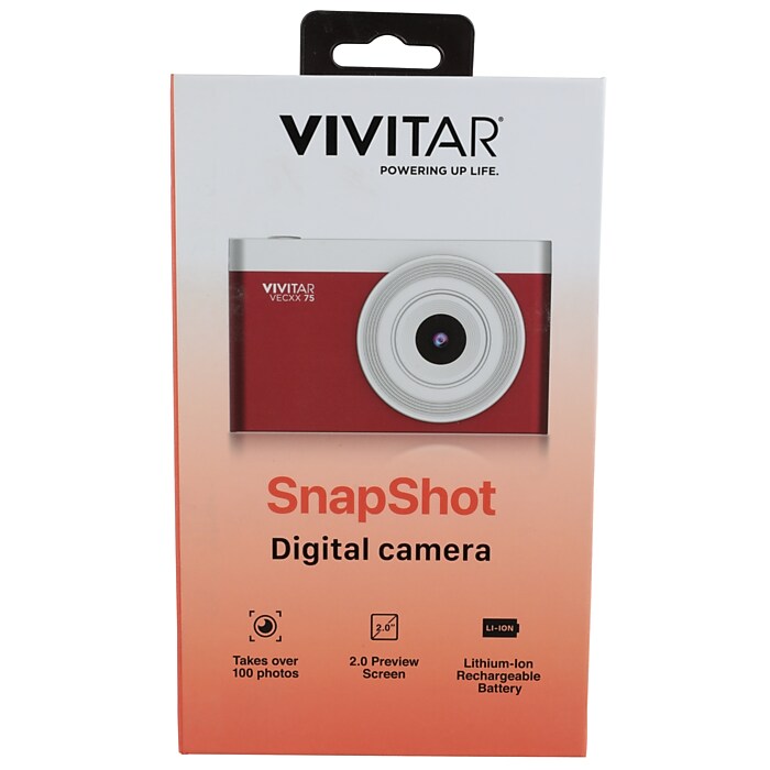 Vivitar Point Shoot Digital Camera, Red (VECXX75-RED-T35-6) Staples