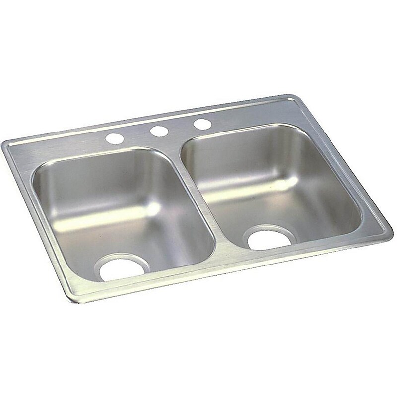 Elkay Dayton Stainless Steel 25" x 19" x 6-5/16", Equal Double Bowl Top Mount Sink (D225194) image 1