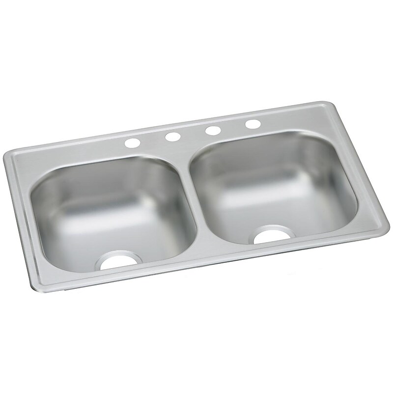 Elkay Dayton Stainless Steel 33" x 19" x 6-7/16", Equal Double Bowl Top Mount Sink (D233194) image 1