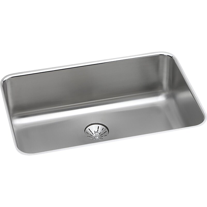 Elkay Lustertone Stainless Steel 26-1/2" x 18-1/2" x 8", Single Bowl Undermount Sink with Perfect Drain (ELUH2416PD) image 1
