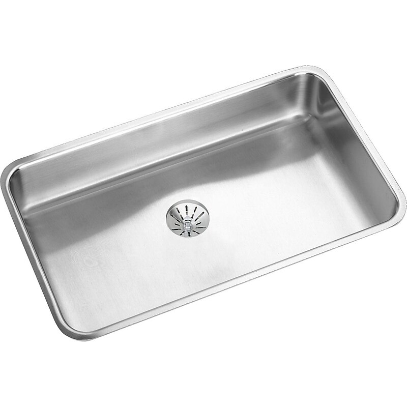 Elkay Lustertone Stainless Steel 30-1/2" x 18-1/2" x 5-3/8", Single Bowl Undermount ADA Sink with Perfect Drain (ELUHAD281655PD) image 1