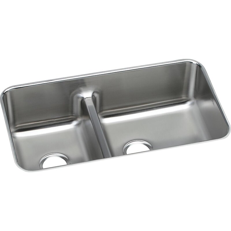 Elkay Lustertone Stainless Steel 32-1/16" x 18-1/2" x 9", 40/60 Double Bowl Undermount Sink with Aqua Divide (ELUHAQD32179) image 1