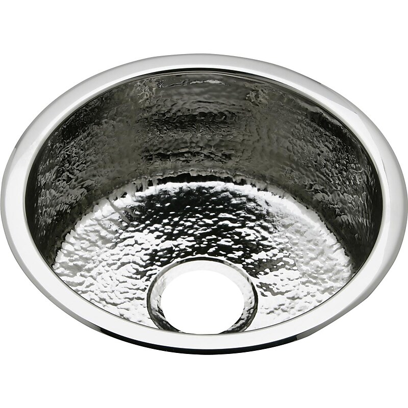 Elkay Stainless Steel 16-3/8" x 16-3/8" x 7", Single Bowl Dual Mount Bar Sink, Hammered Mirror (SCF16FBSH) image 1