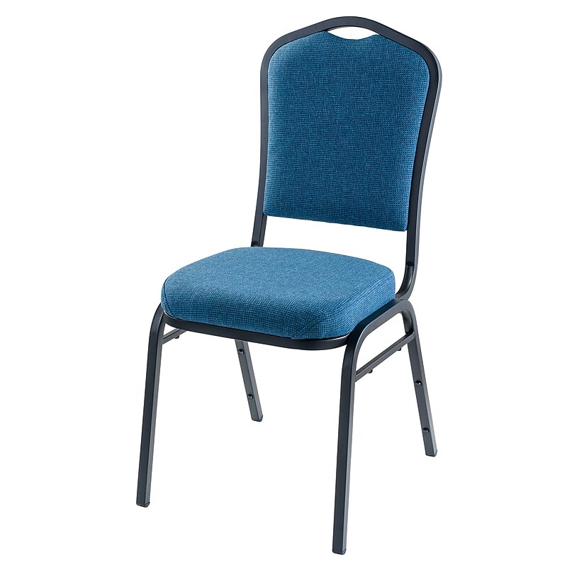 NPS 9300 Series Deluxe Fabric Upholstered Stack Chair, Natural Blue/Black Sandtex, 4/Pack (9374-BT/4) image 1