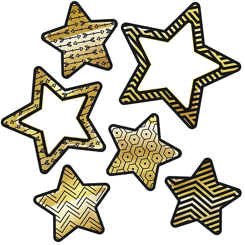 Sparkle and Shine Black and Gold Stars Cut-Outs, 39/Pack (120241) image 1