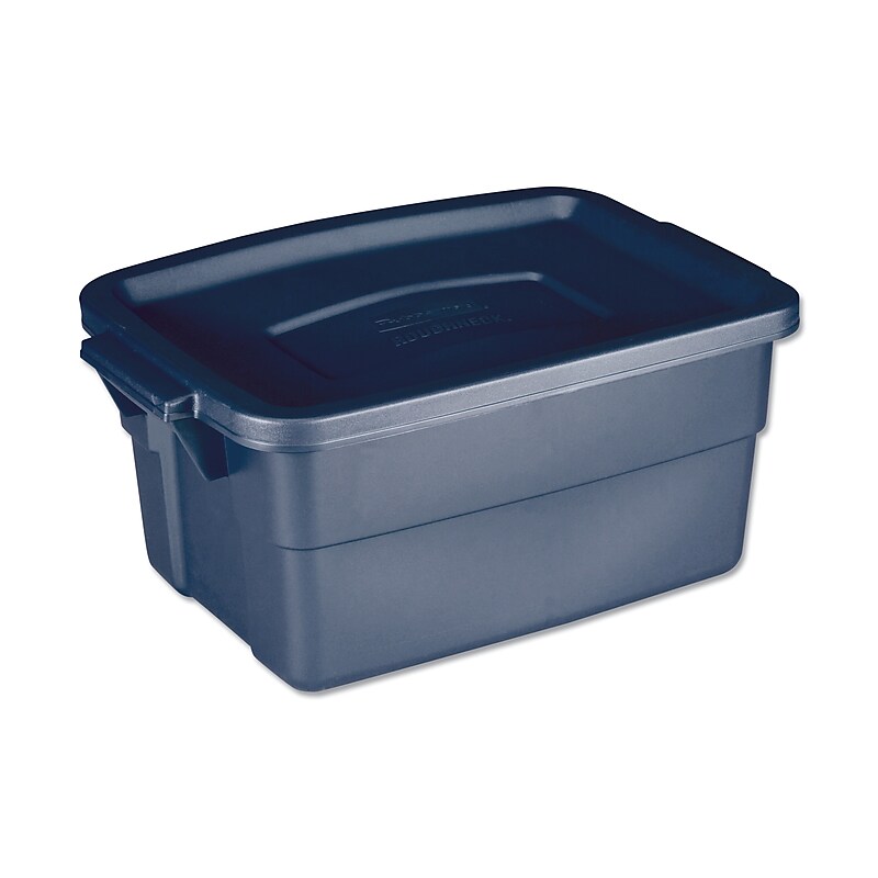 Rubbermaid Roughneck 12 Qt. Storage Box with Lid, Plastic, Dark Indigo Metallic (UNXRMRT030003) image 1