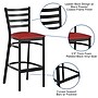 Flash Furniture HERCULES Traditional Steel and Vinyl Ladder Back Restaurant Barstool, Black Frame/Red Seat (XUDG697BBARRDV)~#|#~sp264513301_sc7