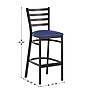 Flash Furniture HERCULES Traditional Steel and Vinyl Ladder Back Restaurant Barstool, Black Frame/Blue Seat (XUDG697BBARBLV)~#|#~sp264513617_sc7