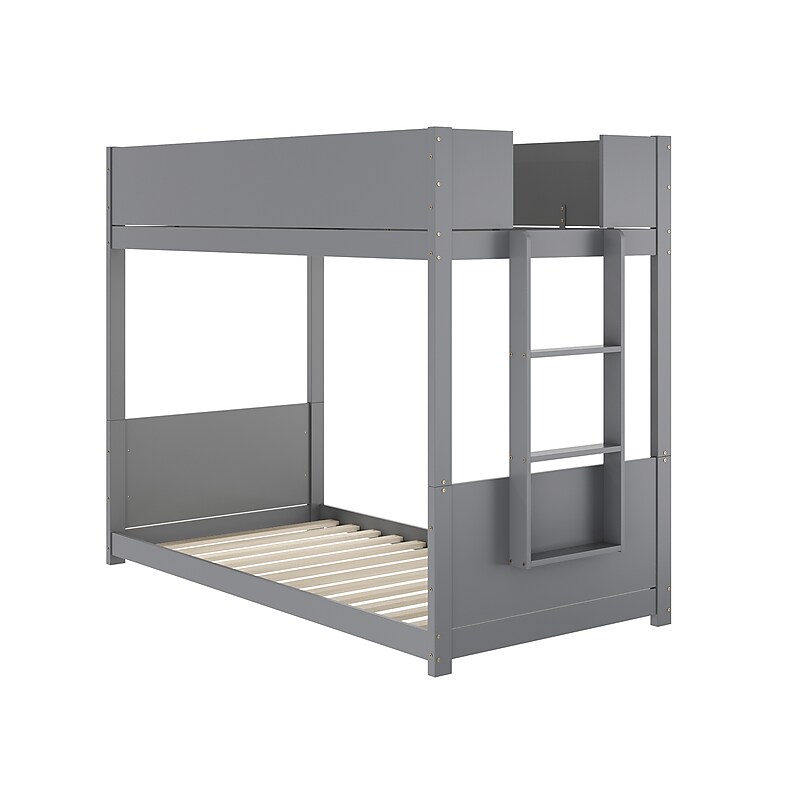 Flash Furniture Dallas Convertible Bunk Bed with Ladder, Twin Over Twin, Gray (MG090030TTBGY) image 1