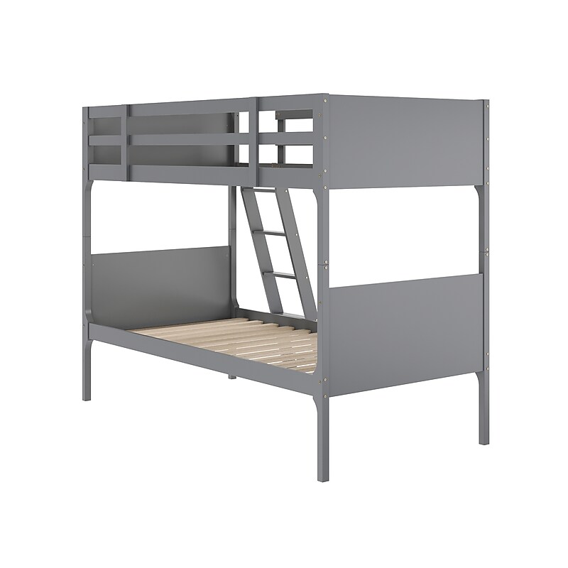 Flash Furniture Dallas Convertible Bunk Bed with Ladder, Twin Over Twin, Gray (MG090031TTBGY) image 1
