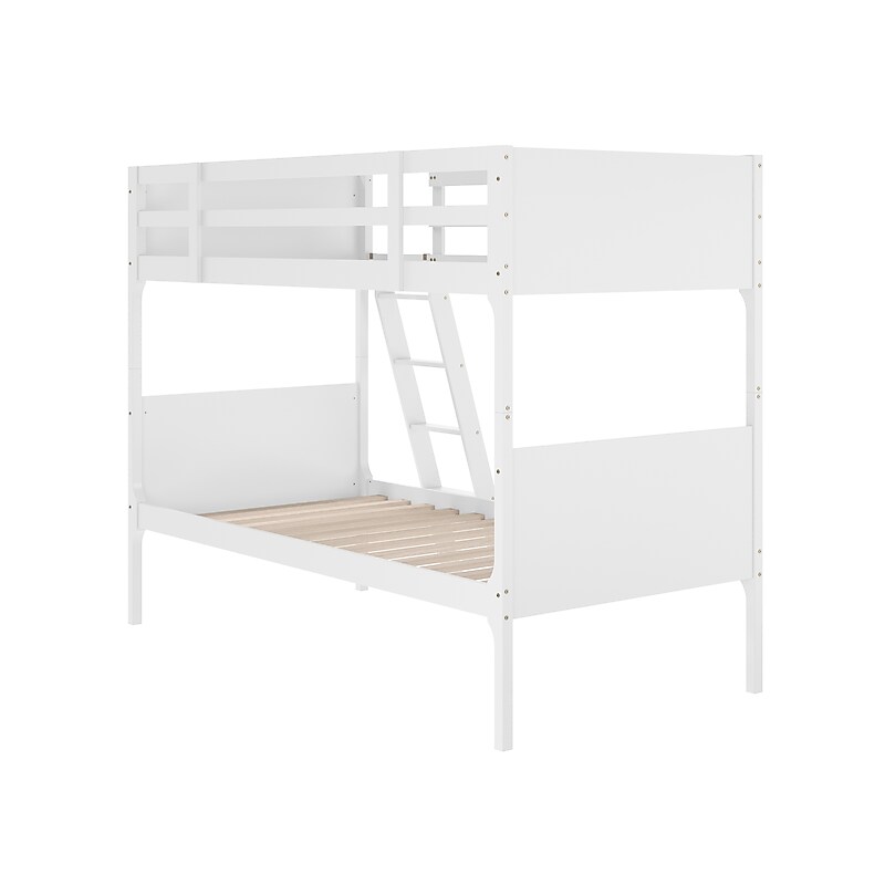 Flash Furniture Dallas Convertible Bunk Bed with Ladder, Twin Over Twin, White (MG090031TTBWH) image 1