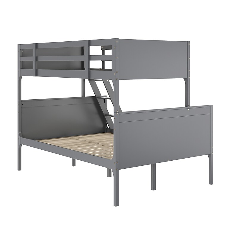 Flash Furniture Dallas Convertible Bunk Bed with Ladder, Twin Over Full, Gray (MG090031TFBGY) image 1