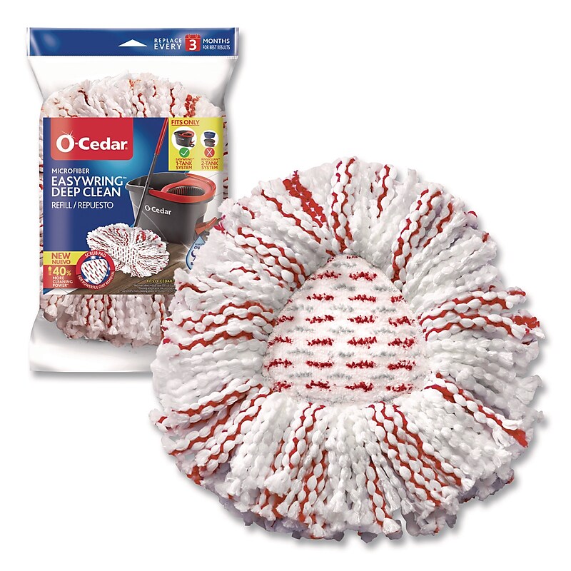 O-Cedar EZWring Deep Clean Microfiber Spin Mop Head Refill, Red/White (FHD170500EA) image 1