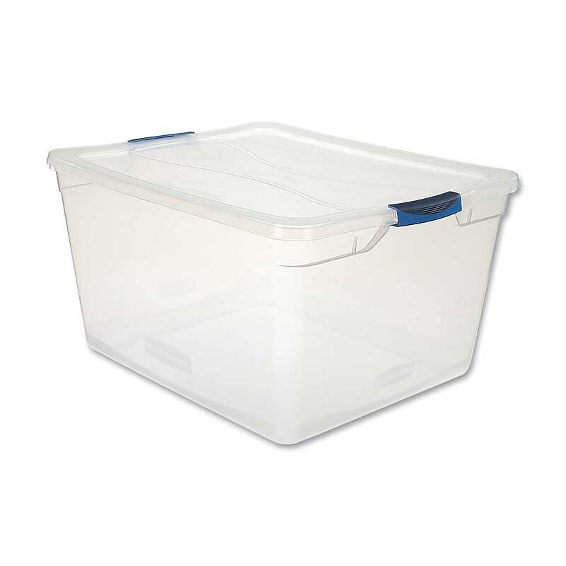 Rubbermaid Clever Store 71 Quart Basic Latch-Lid Container with Lid, Plastic, Clear (RMCC710000) image 1