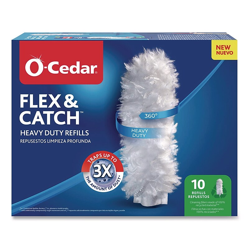 O-Cedar Flex and Catch Heavy Duty Duster Refill, White, 10/Pack (172170PK) image 1