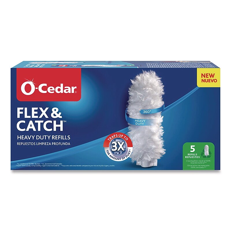 O-Cedar Flex and Catch Heavy Duty Duster Refill, White, 5/Pack, 4 Packs/Carton (172172CT) image 1