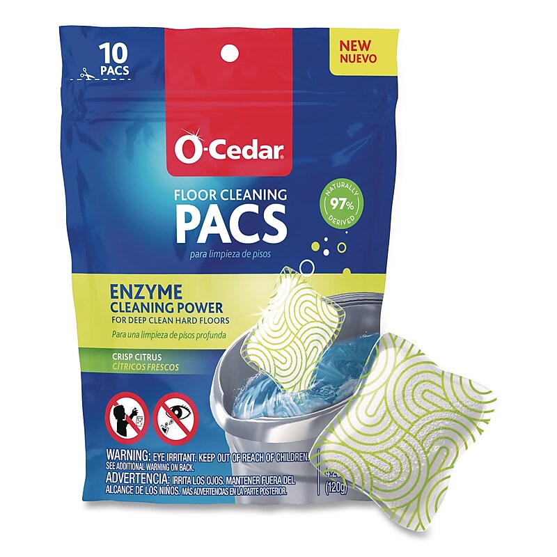 O-Cedar Cleaning PACS Floor Cleaner, Crisp Citrus Scent, 0.426 oz., 10/Pack (FHD172400PK) image 1