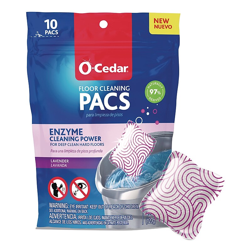 O-Cedar Cleaning PACS Floor Cleaner, Lavender Scent, 0.426 oz., 10/Pack (FHD172402PK) image 1