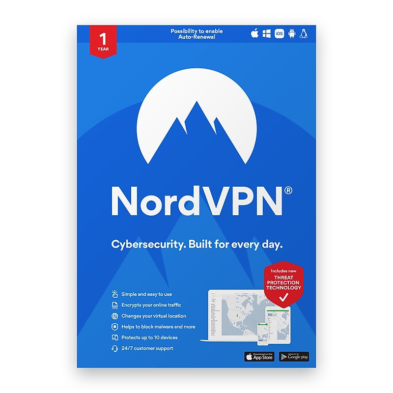 NordVPN for 1 User 10 Device, Windows/macOS/Linux/Android/iOS, Download (RL-0043) image 1