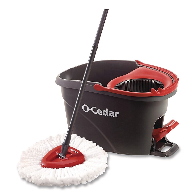 O-Cedar EZWring Microfiber Twist Spin Mop System with Bucket, Red/Gray (148473EA) image 1