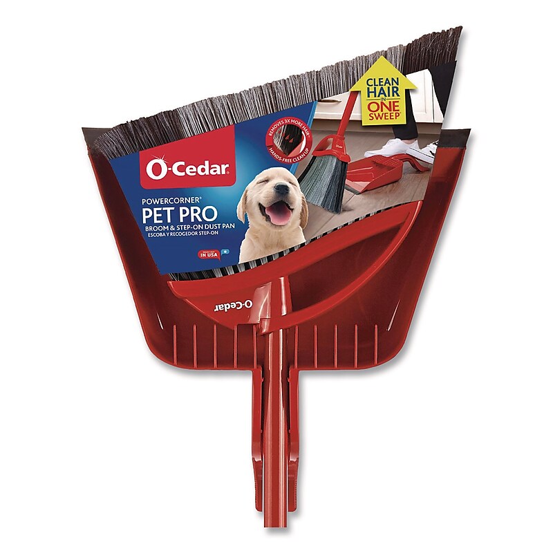 O-Cedar PowerCorner Pet Pro Angled Broom & Step-On Dustpan, Multicolored (168020EA) image 1