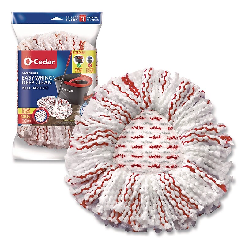 O-Cedar EZWring Deep Clean Microfiber Spin Wet Mop Head Refill, Red/White, 4/Carton (170500CT) image 1