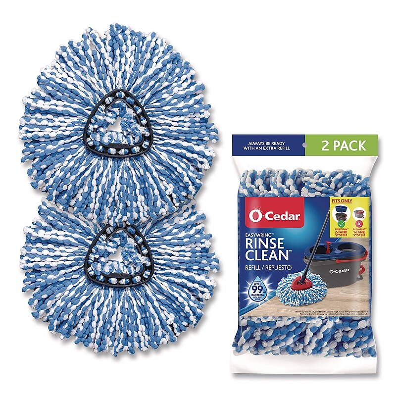 O-Cedar RinseClean Microfiber Spin Wet Mop Head Refill, Blue/White, 2/Pack, 6 Packs/Carton (172092CT) image 1